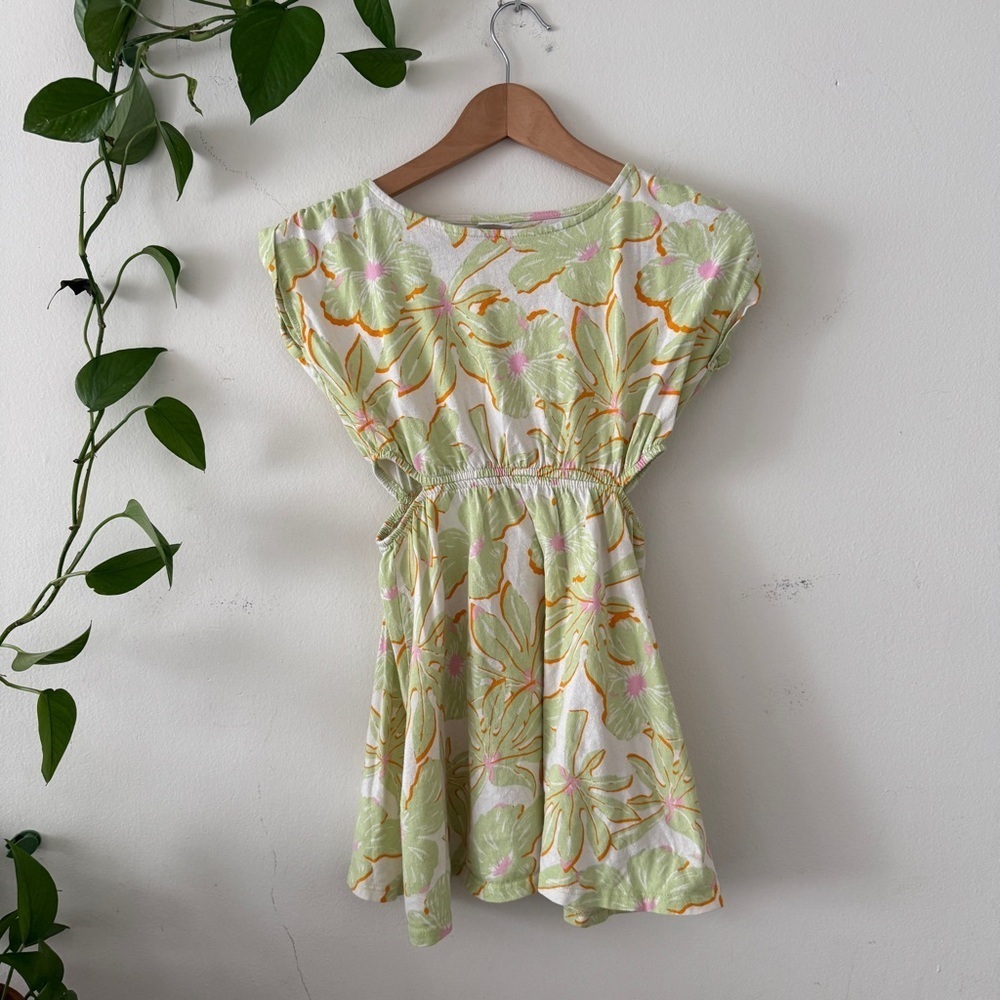 Zara Kids Side Cut Out - Short sleeve Floral Cotton Jumpsuit